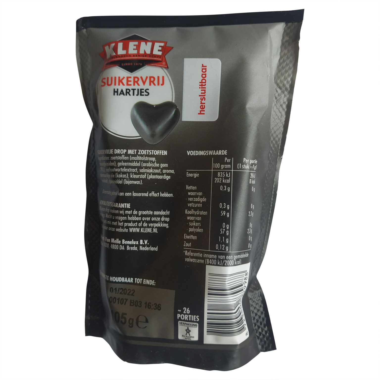 Klene Licorice Sugarfree Licorice Sweet HeartShaped Dutch Licorice