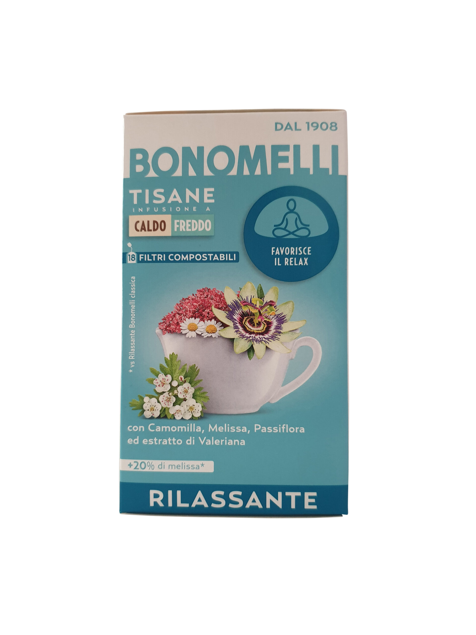 thumbnail image 2 of Bonomelli Chamomile & Melissa Relaxing Herbal Tea – 16 Filter Bags – Caffeine-Free 2 of 3