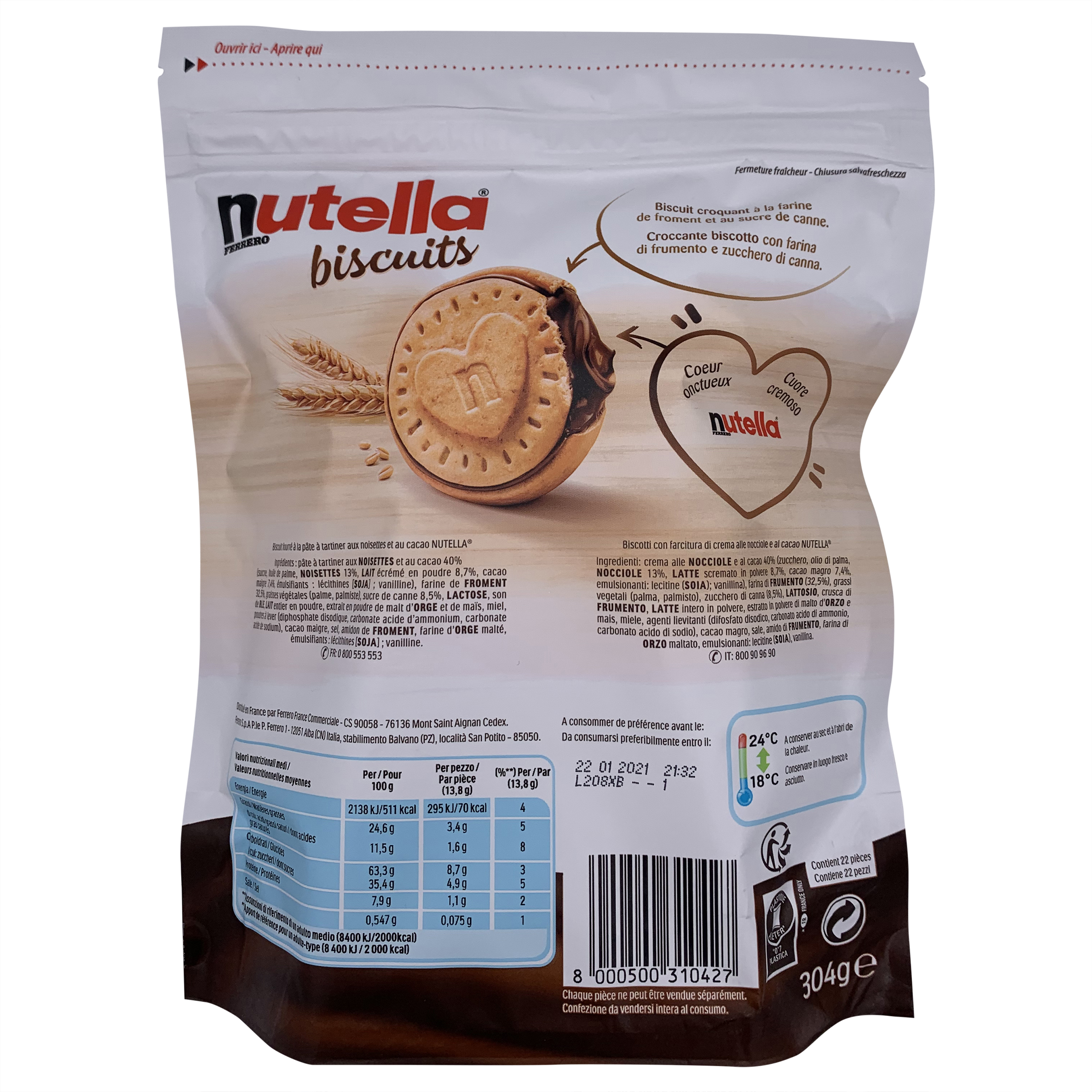 Nutella snack and drink (nutella, biscuits et thé glacé) : par portion