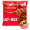 Côte D Or Belgische Schokolade | Milchschokolade 4er-Pack | Côte D'Or Schokoladen | Belgische Schokoladen, hergestellt in Belgien Côte D'Or | 6,6 Unzen insgesamt