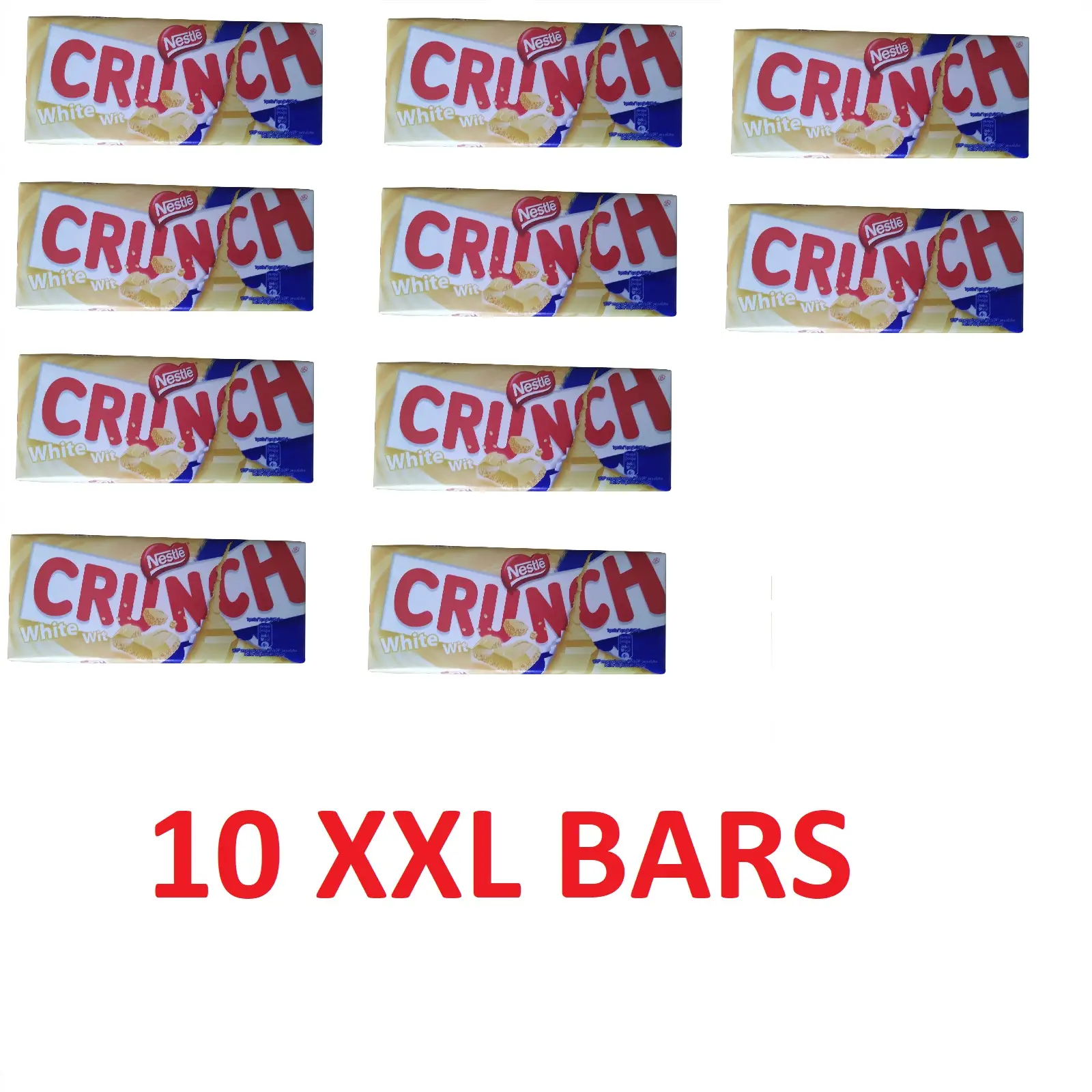 Barre de chocolat blanc croquant | Barres croquantes Nestlé blanches | 10 barres de chocolat croquant de 100 g