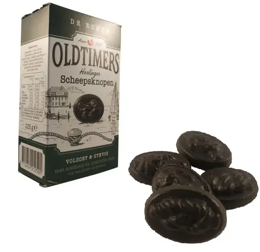 Alcaçuz holandês | Alcaçuz sem glúten | OLDTIMERS Harlingen Scheepsknopen | Doce natural | Peso total de 8,28 onças