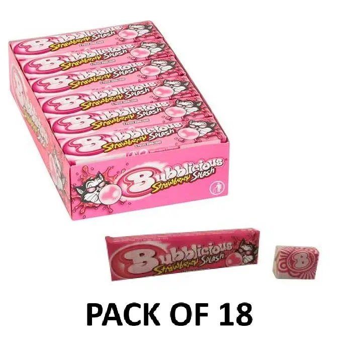 18x Bubblicious Erdbeer-Kaugummi | Bubblicious Kaugummi Erdbeere