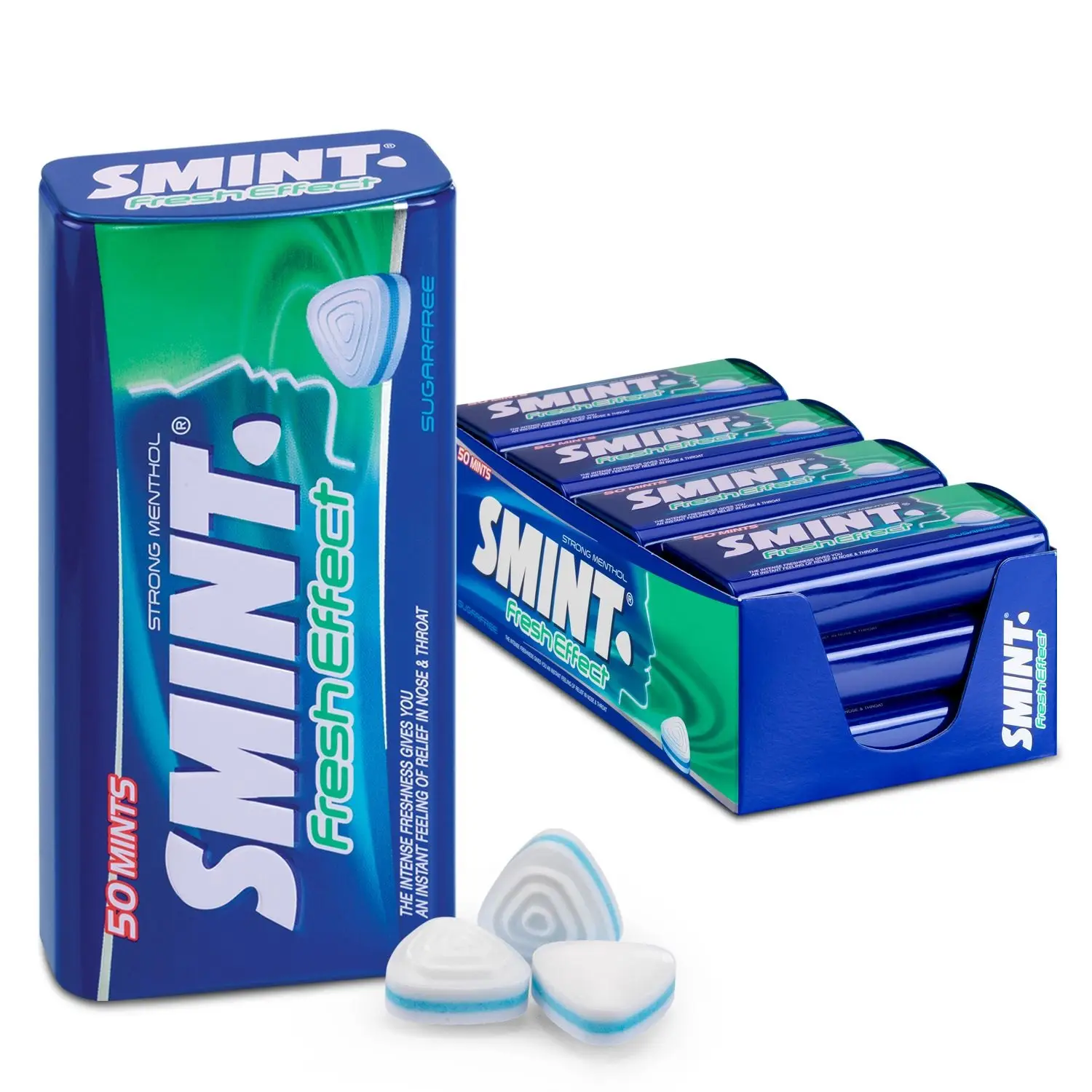 Pastilhas para o hálito Smint | Smint Fresh Effect Strong Menthol Tin | Embalagem de 12 pastilhas para o hálito Smint | Pastilhas sem açúcar | Pastilhas Smint | 14 oz | 420 g
