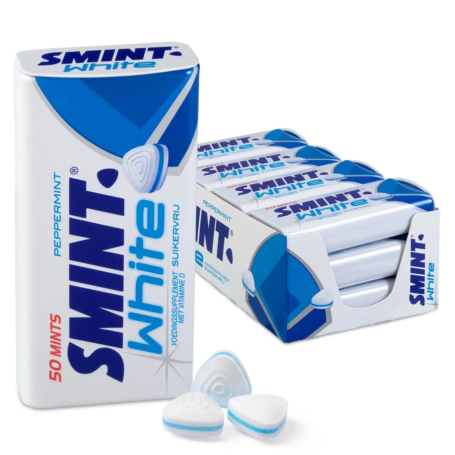 Pastilhas para o hálito Smint | Caixa Smint White Peppermint | Embalagem com 12 pastilhas para o hálito Smint | Pastilhas sem açúcar | Pastilhas Smint | 14 oz | 420 g
