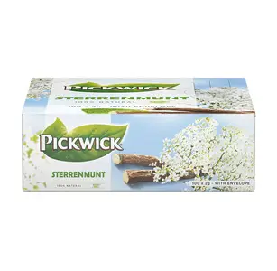 Chá Pickwick | Pickwick Star Mint com envelope | Embalagem de 100 | Saquinhos de chá Pickwick | Chá holandês Pickwick | 7 oz | 200 g