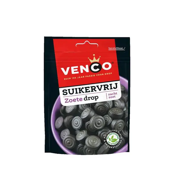 Venco Licorice | Venco Sugar-Free Sweet Licorice Soft Bag | Pack of 12 | Venco Dutch Liquorice | Dutch Liquorice | 42 Oz | 1200 Gr