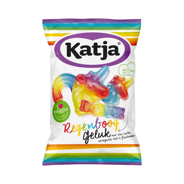 Katjes | Katja Rainbow Happiness | Embalagem de 12 | Gomas Katjes | Doces Katja | 116 oz | 3300 g