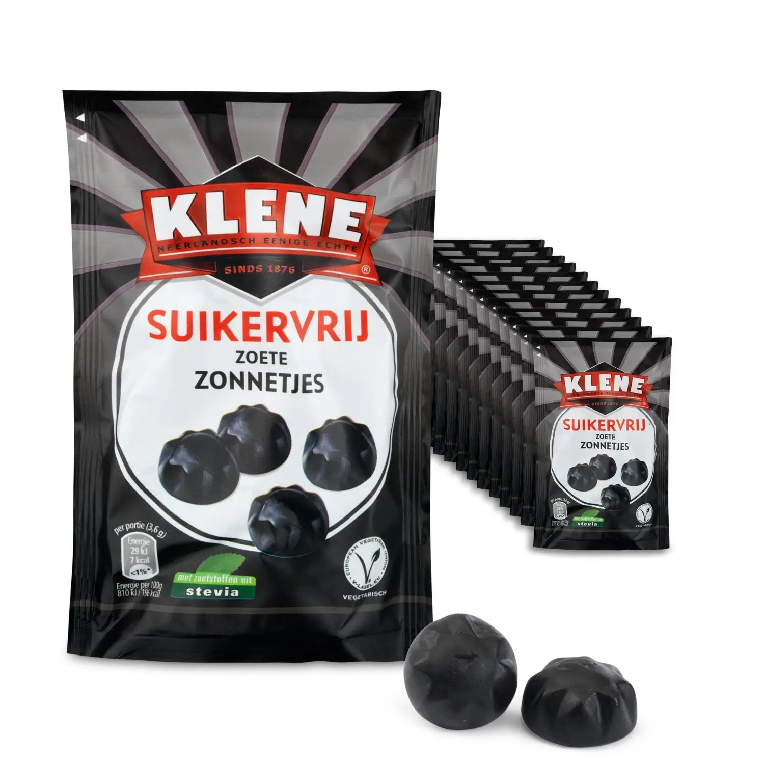 Alcaçuz Klene | Sweet Suns Bag | Embalagem de 12 | Alcaçuz holandês | Alcaçuz sem açúcar | 46 oz | 1320 g
