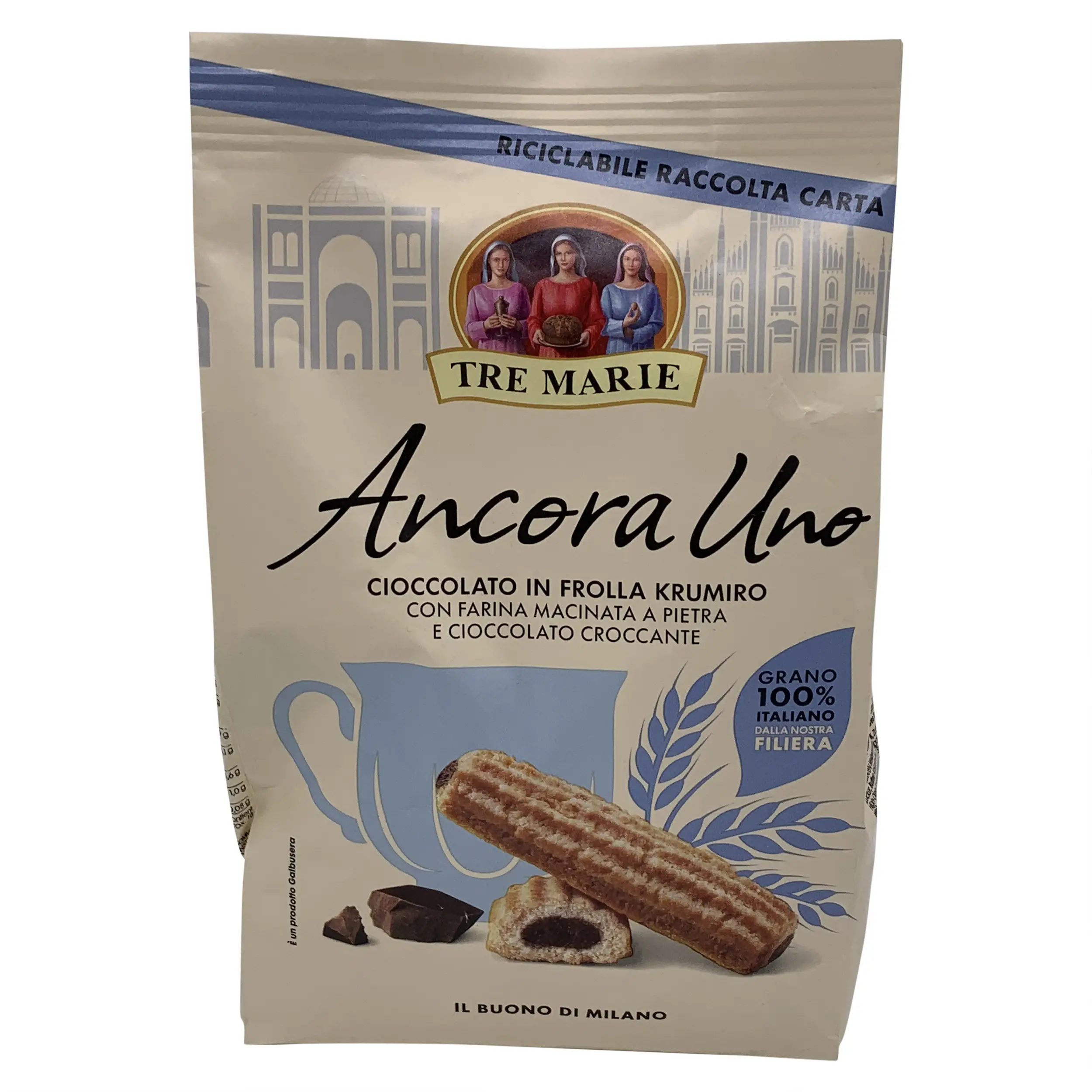 Italian Gifts | European Cookies | Ancora Uno Cioccolato in frolla Krumiro Chocolate Filled Biscuit with Ground Flour and Crunchy Chocolate | Cookie Gift | 10.58 Ounce Total Weight