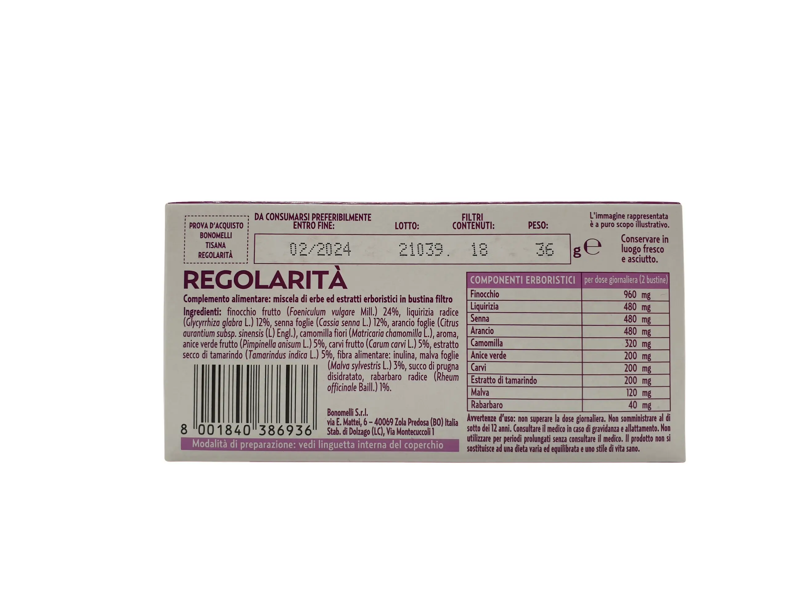 Bonomelli | Camomilla | Bonomelli Regularity Tisane | Tisane | 1.26 Ounce Total Weight - Image 3