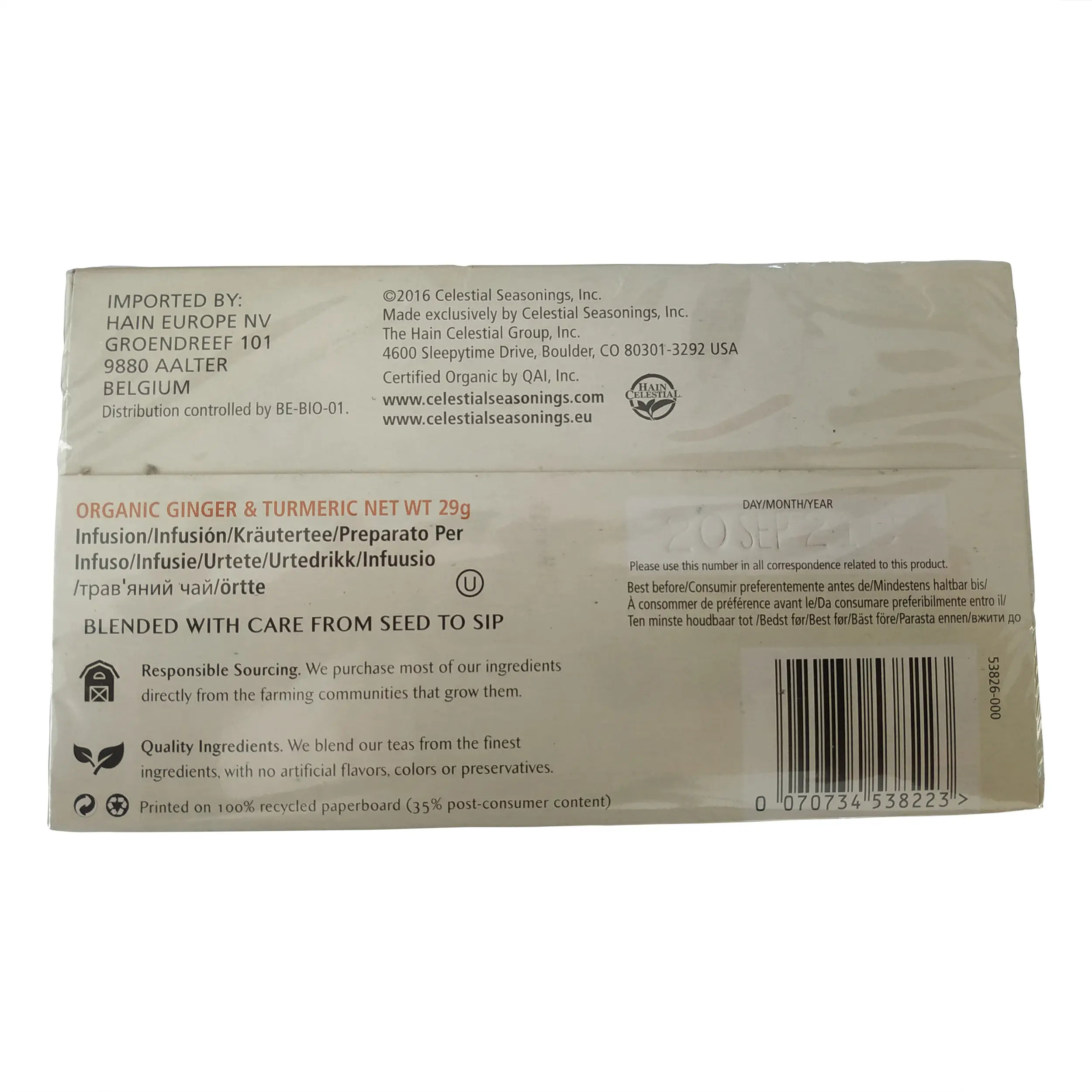 Celestial Tea | Celestial Seasonings Tea | 20 Bags of Celestial Tea with Ginger & Turmeric | Celestial Seasonings  Tea with Ginger & Turmeric | 1.02 Ounce Total Weight - Image 6