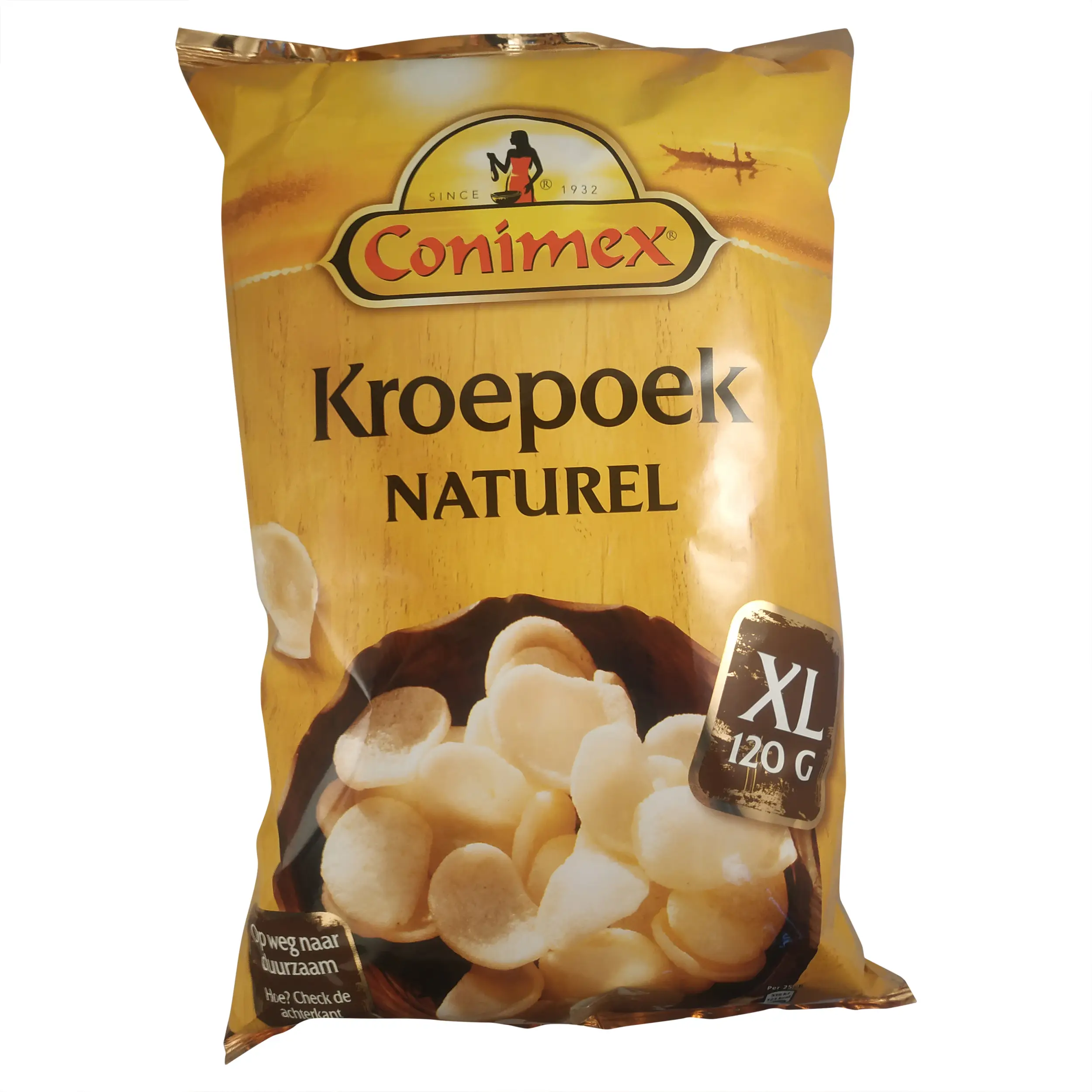 Batatas fritas de camarão | Krupuk | Bolachas de camarão Conimex naturais | Kroepoek | Peso total de 4,23 onças