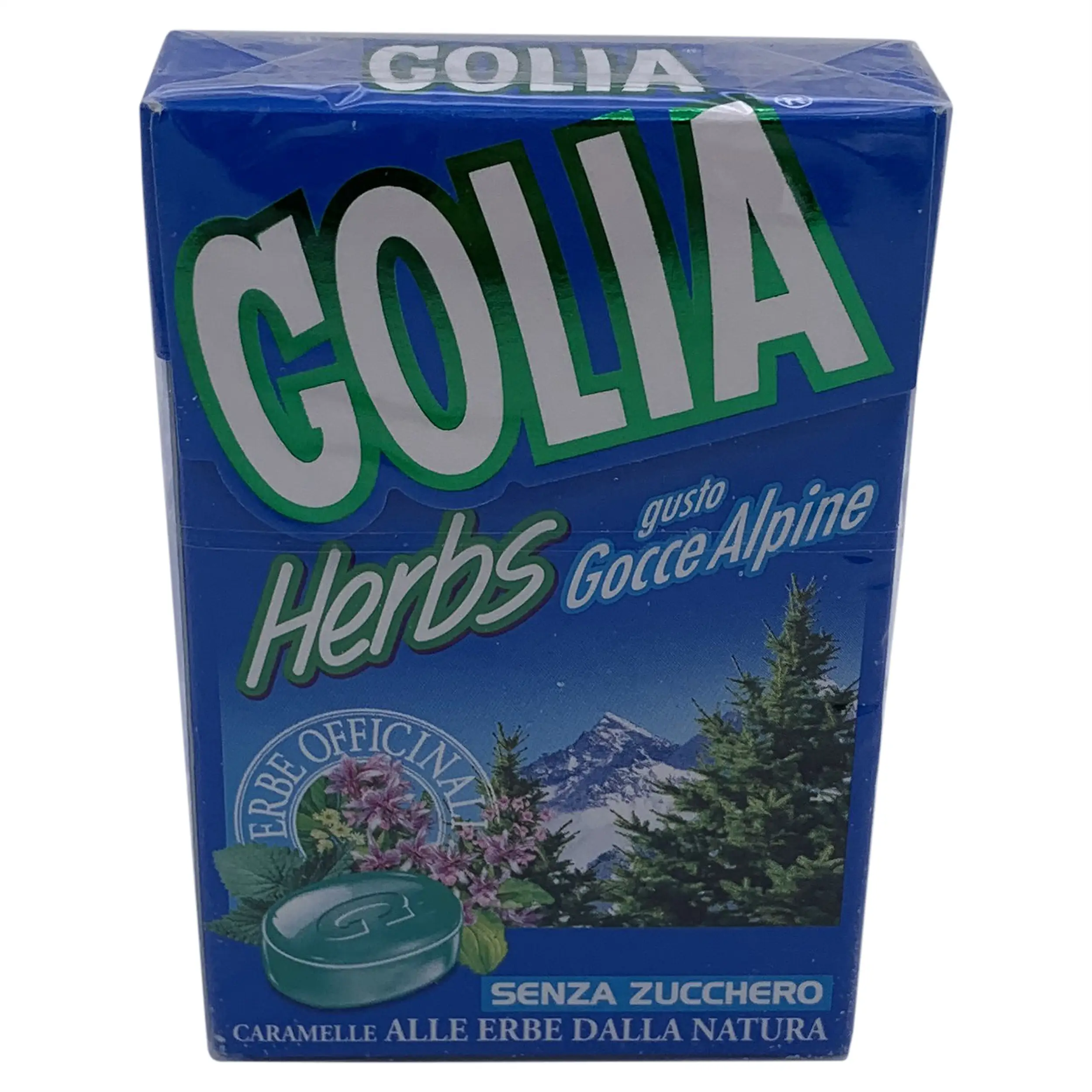 Golia | Bonbons italiens | Golia, bonbons durs sans gluten aux herbes alpines sans sucre 49 g | Bonbons Golia | Poids total 1,72 once