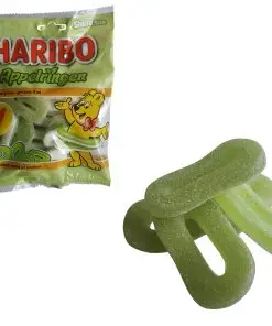 Anneaux de pomme Haribo l Bonbons à la pomme verte | Anneaux de pomme | Bonbons acidulés Haribo | Sachet de 150 g