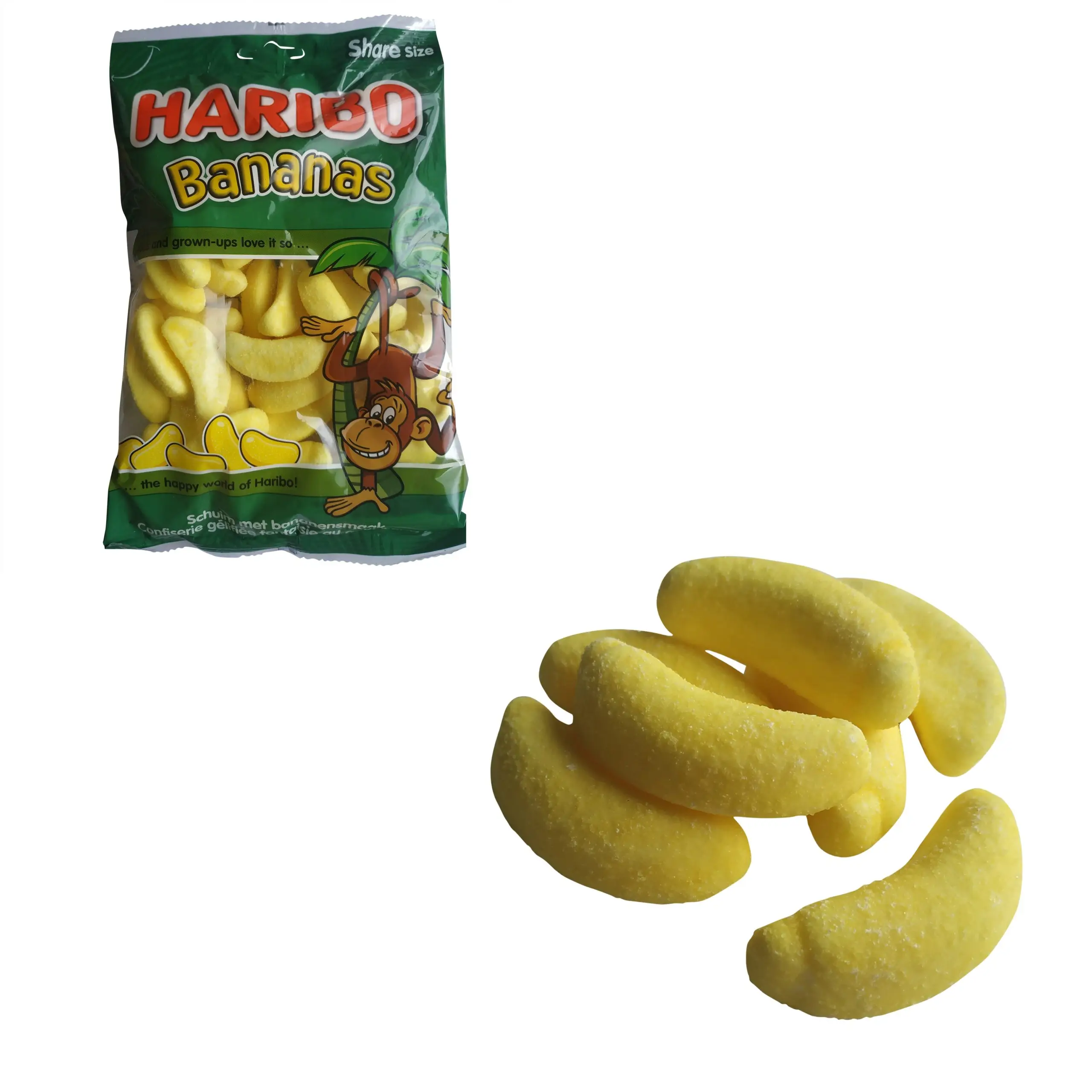 Bananas Haribo | Doces de banana | Doces de banana crocantes com recheio macio | Doces de banana Haribo | 240 g no total