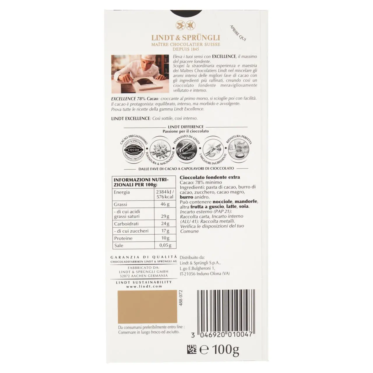 Lindt Chocolates | Lindt Excellence Dark Chocolate Bar 78% Dark Chocolate | Chocolate Lindt | Swiss Chocolate Lindt | 3,5 Ounce Total - Image 4