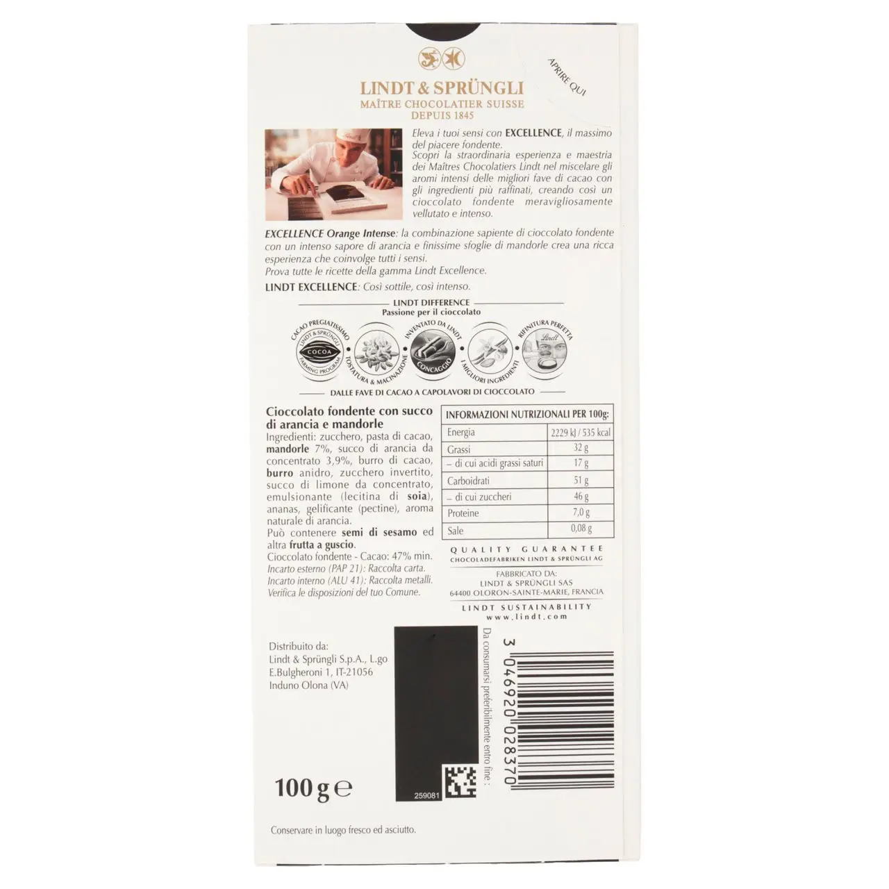 Lindt Chocolates | Lindt Excellence Dark Chocolate Bar Orange | Chocolate Lindt | Swiss Chocolate Lindt | 3,5 Ounce Total - Image 5