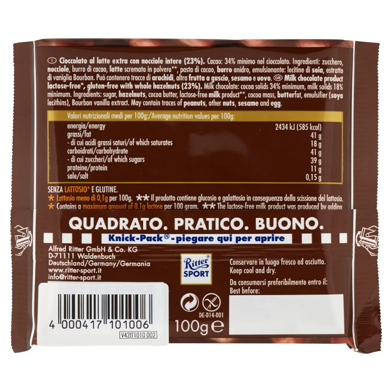 Ritter Sport Chocolate | Ritter Sport Whole Hazelnuts | Ritter Chocolate Bars | Ritter Sport Chocolate Bars | 3,5 Ounce Total - Image 5