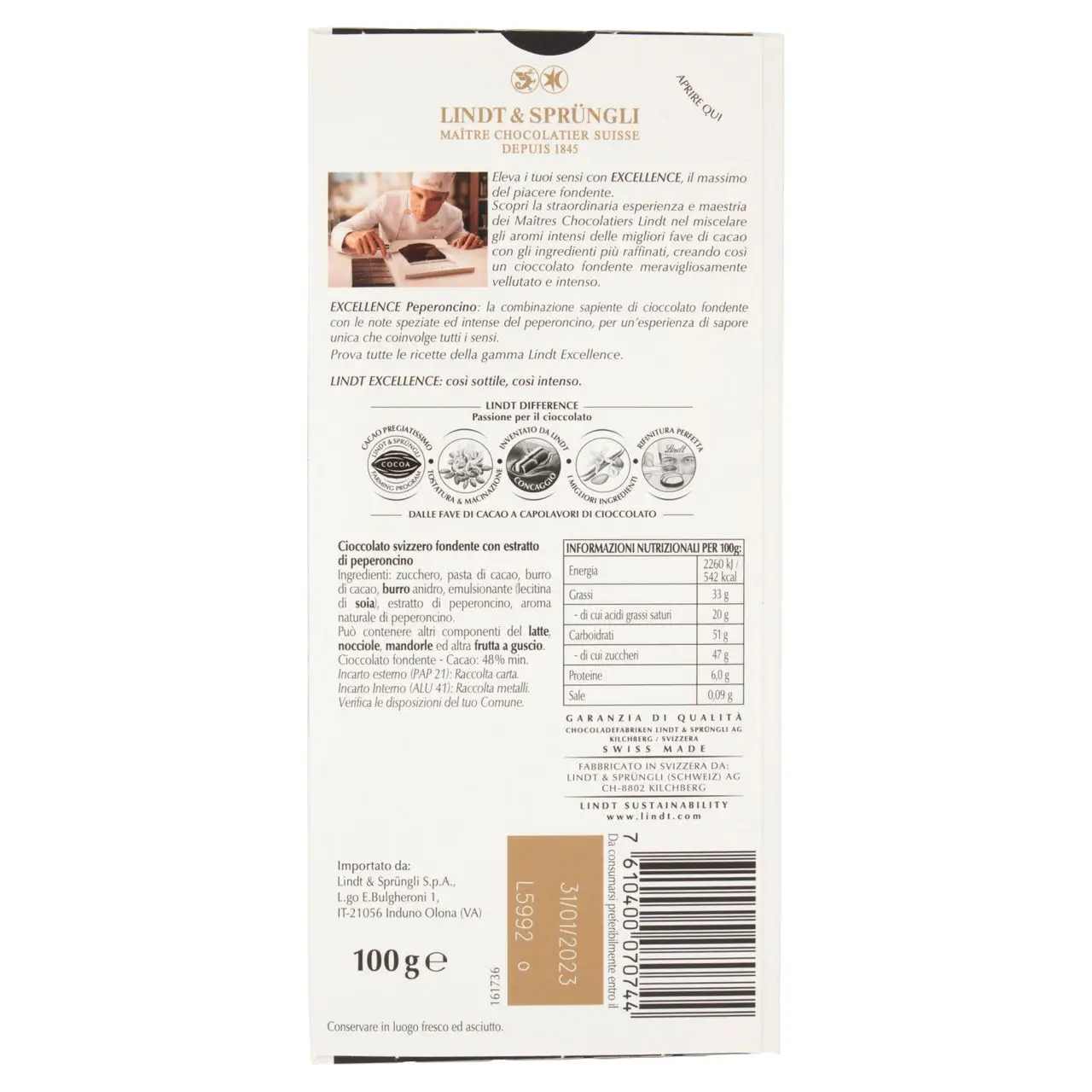 Lindt Chocolates | Lindt Excellence Dark Chocolate Chili Pepper Bar | Chocolate Lindt | Swiss Chocolate Lindt | 3,5 Ounce Total - Image 3