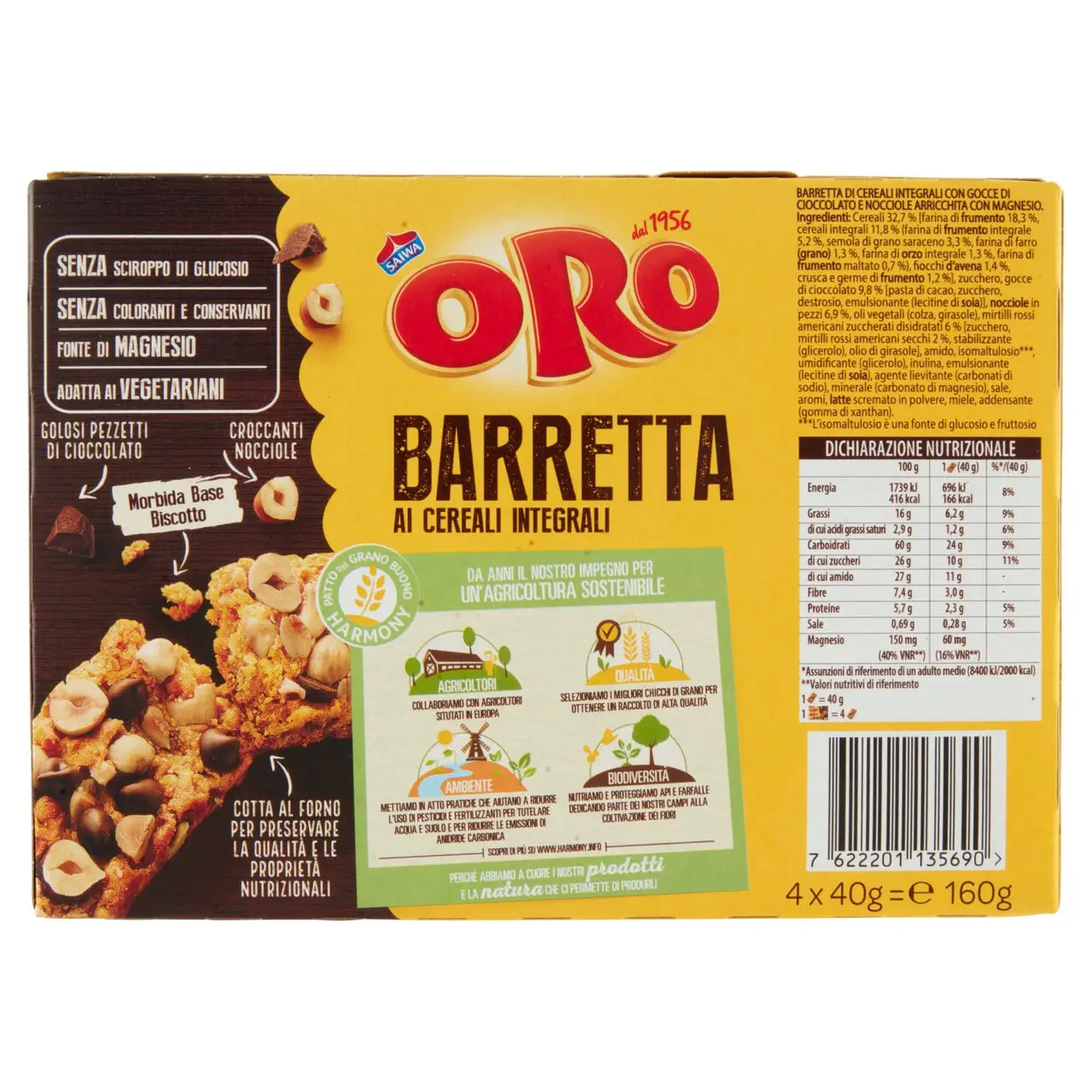 Oro Saiwa Biscuits | Oro Saiwa Whole Grain Cereal Bars With Dark Chocolate & Hazelnuts | Oro Saiwa Cookies | Oro Saiwa Biscotti | 5,6 Ounce Total - Image 7