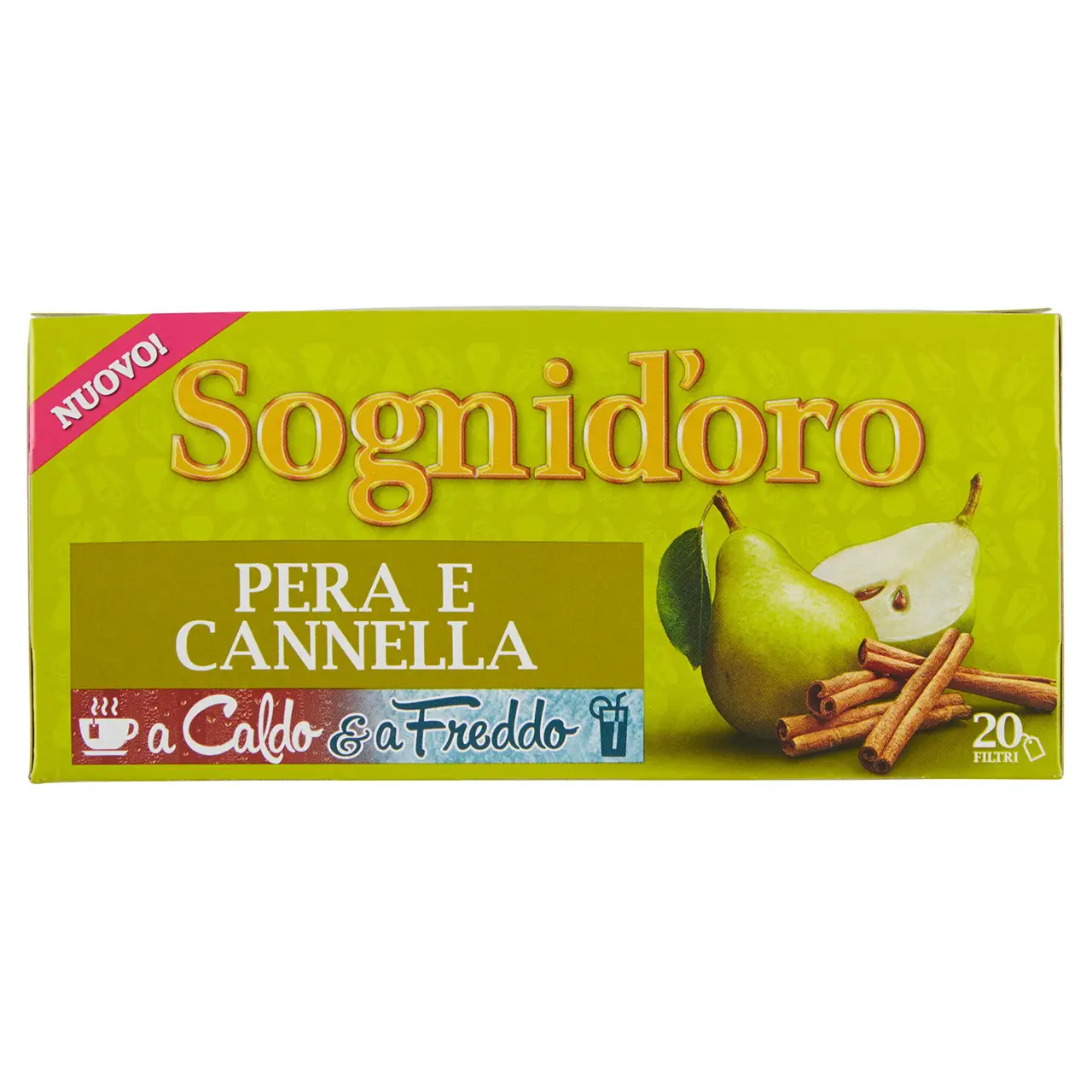 Sognidoro Tea | Gold Dreams Hot & Cold Pear & Cinnamon | Sogni Doro Tea | Sogni Doro Camomilla Tea | 1,7 Ounce Total