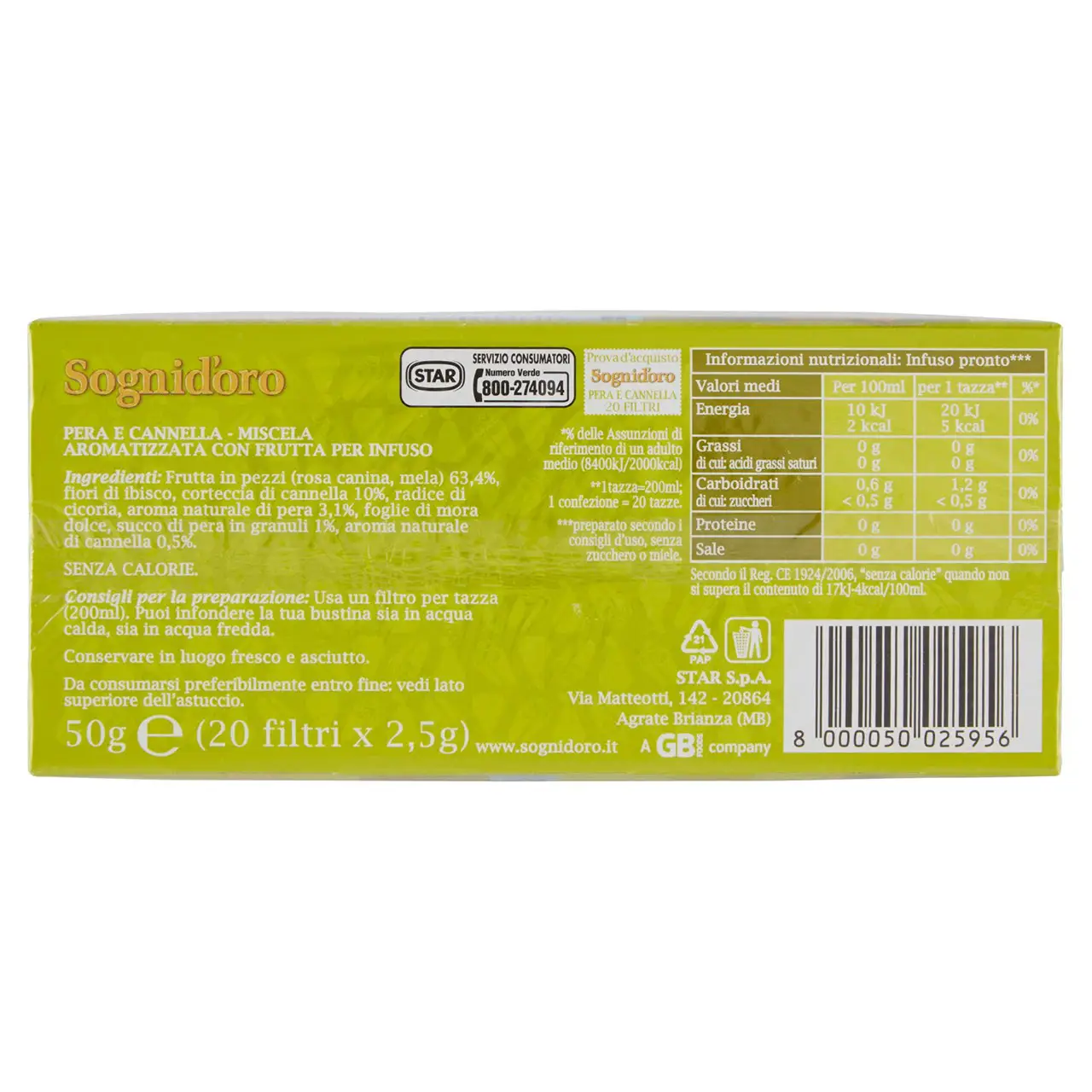 Sognidoro Tea | Gold Dreams Hot & Cold Pear & Cinnamon | Sogni Doro Tea | Sogni Doro Camomilla Tea | 1,7 Ounce Total - Image 5