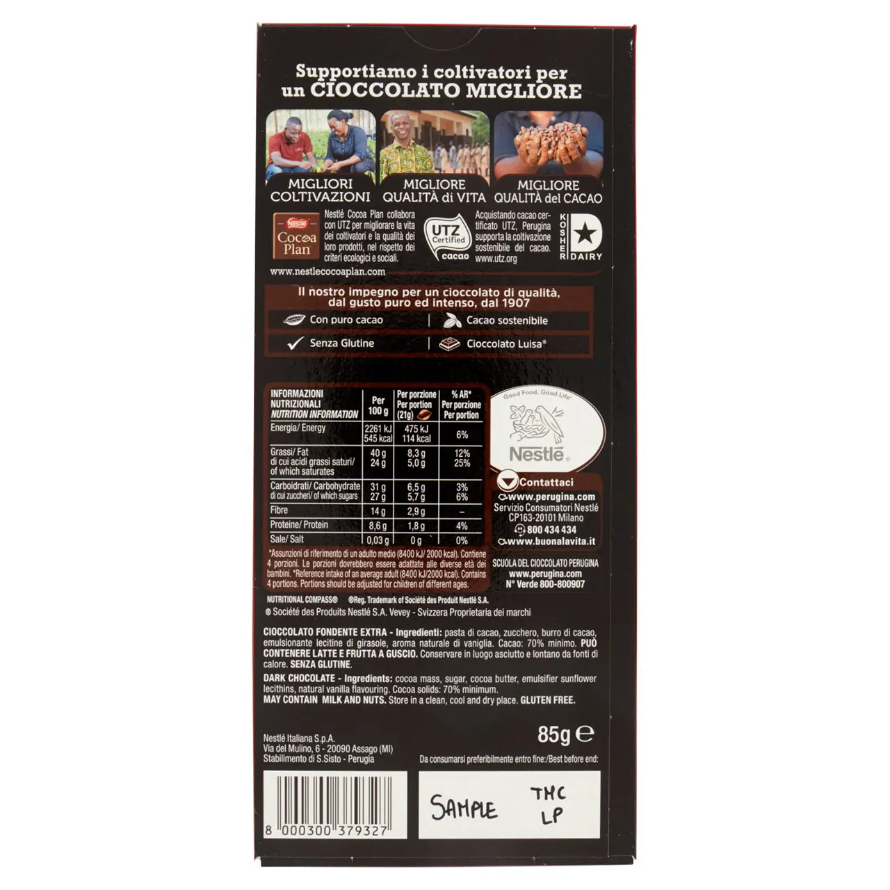Perugina Chocolate | Perugina Nero Fondente Extra 70% Extra Dark Chocolate Bar With 70% Cocoa | Perugia Chocolate | Italian Chocolate | 2,9 Ounce Total - Image 5