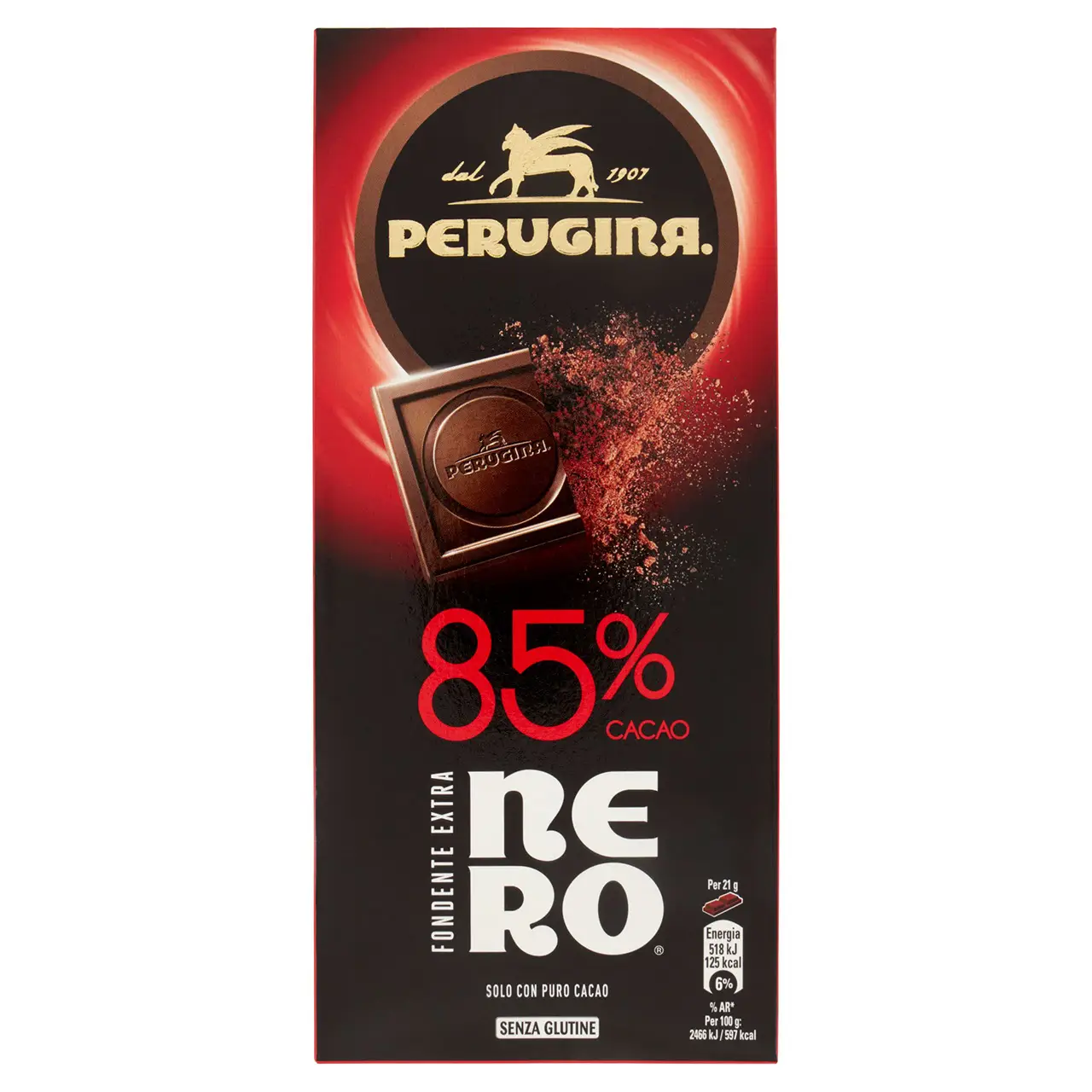 Perugina Chocolate | Perugina Nero Fondente Extra Dark 85% Chocolate Bar With 85% Cocoa | Perugia Chocolate | Italian Chocolate | 2,9 Ounce Total