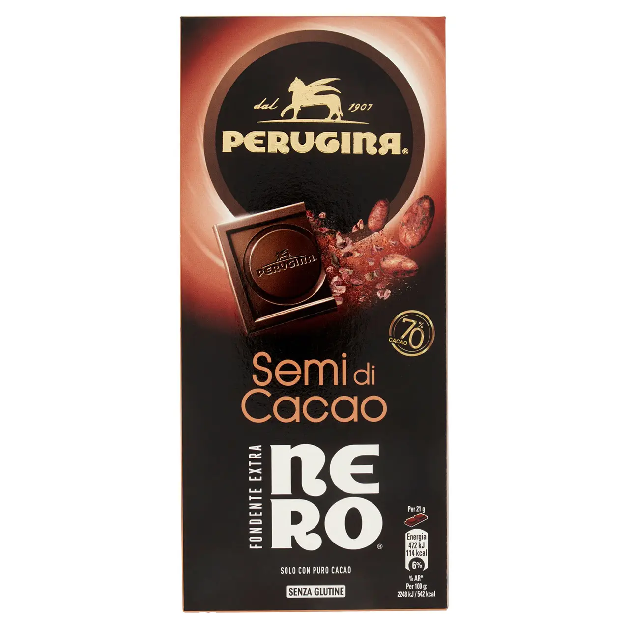 Perugina Chocolate | Perugina Nero Fondente Extra Dark Chocolate Extra Cocoa Seed Bar | Perugia Chocolate | Italian Chocolate | 2,9 Ounce Total