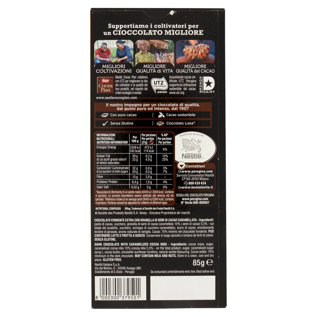 Perugina Chocolate | Perugina Nero Fondente Extra Dark Chocolate Extra Cocoa Seed Bar | Perugia Chocolate | Italian Chocolate | 2,9 Ounce Total - Image 4
