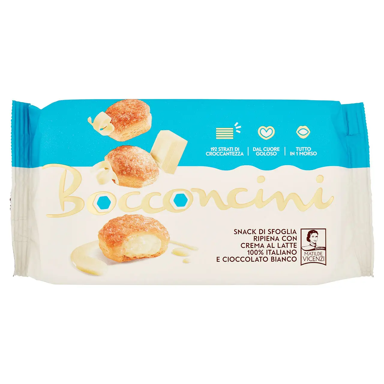 Matilde Vicenzi Cookies | Pastry Matilde Vicenzi Bocconcini With Milk Cream & White Chocolate | Matilde Vicenzi Wafers | Matilde Vicenzi Biscuits | 3,5 Ounce Total