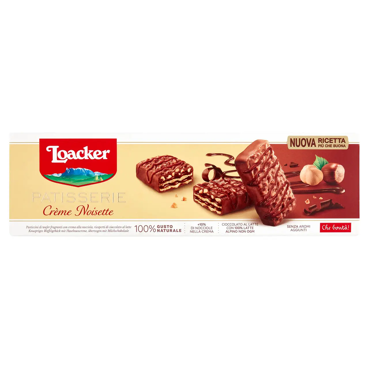Loacker Wafers | Loacker Patisserie Crème Noisette Wafers With Cream, Chocolate & Hazelnut Crumbs | Loacker Biscuits | Loacker Wafer Biscuits | 3,5 Ounce Total