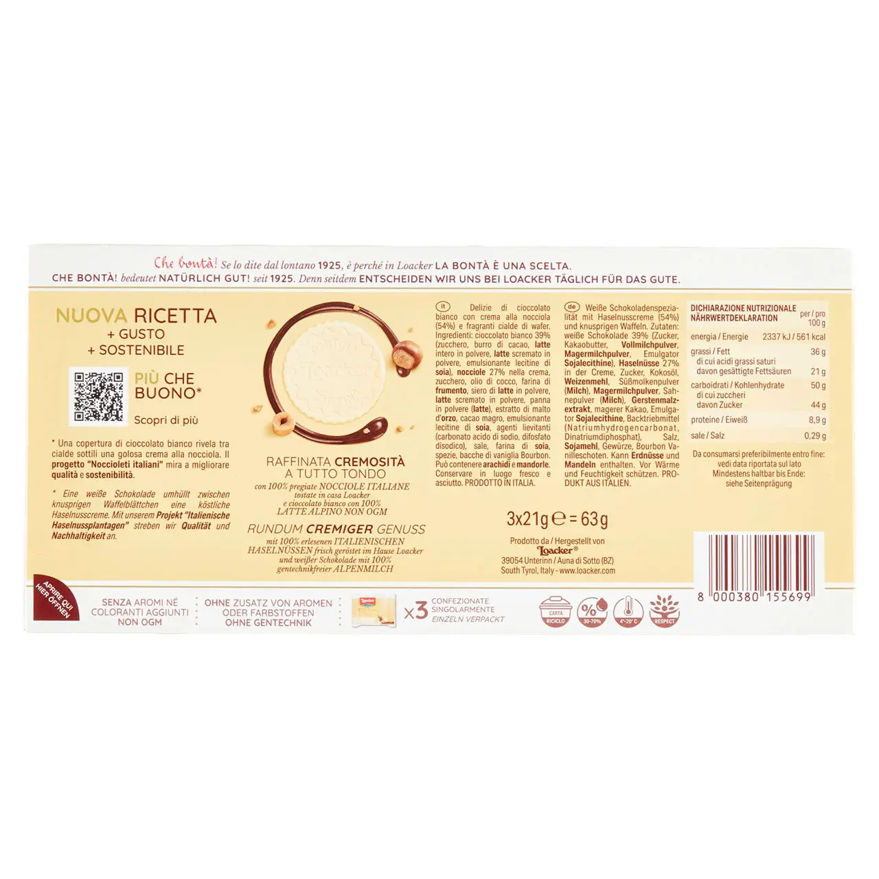 Loacker Wafers | Loacker White Wafer Cake Covered White Chocolate With Hazelnut Cream | Loacker Biscuits | Loacker Wafer Biscuits | 2,2 Ounce Total - Image 3