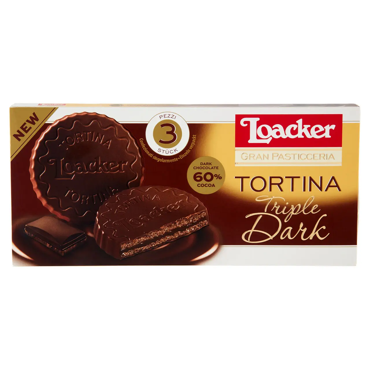 Loacker Wafers | Loacker Tortina Triple Chocolate Wafer Covered In Dark Chocolate With Cocoa Cream | Loacker Biscuits | Loacker Wafer Biscuits | 2,2 Ounce Total - Image 2