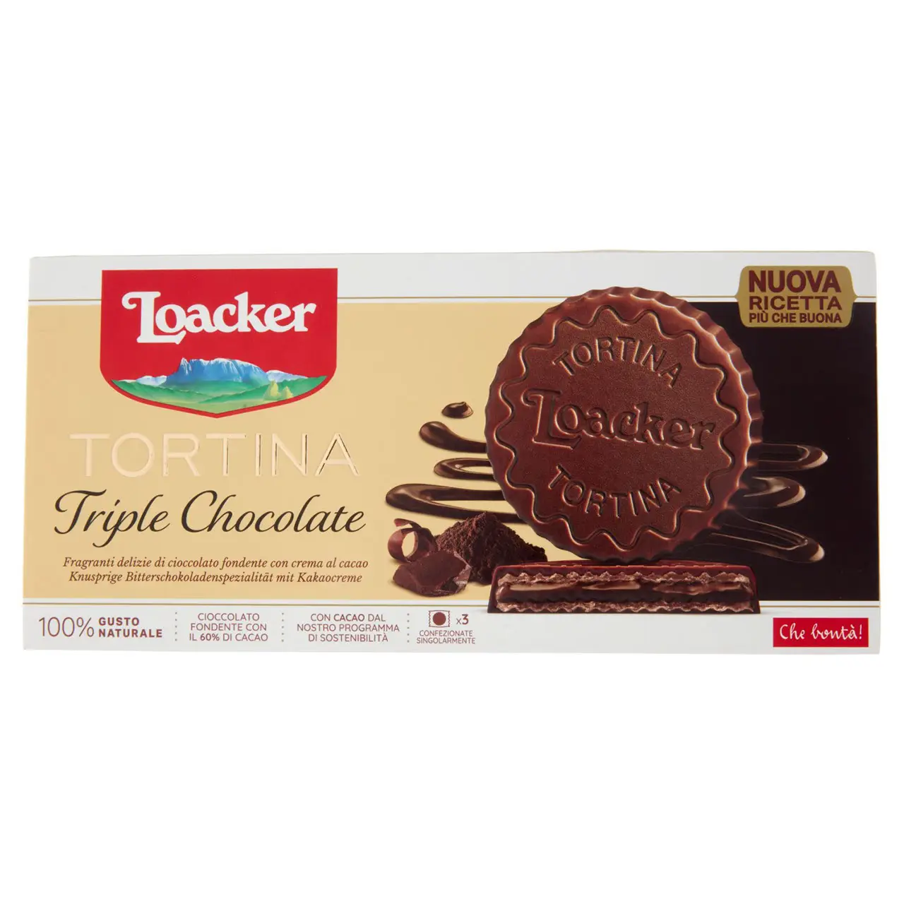Loacker Wafers | Loacker Tortina Triple Chocolate Wafer Covered In Dark Chocolate With Cocoa Cream | Loacker Biscuits | Loacker Wafer Biscuits | 2,2 Ounce Total - Image 3