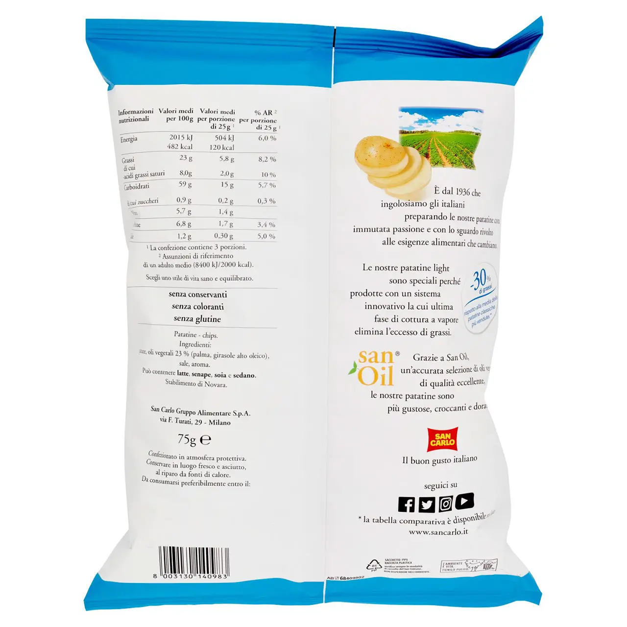 San Carlo Chips | San Carlo Light | San Carlo Crisps | San Carlo Snacks | 2,6 Ounce Total - Image 6