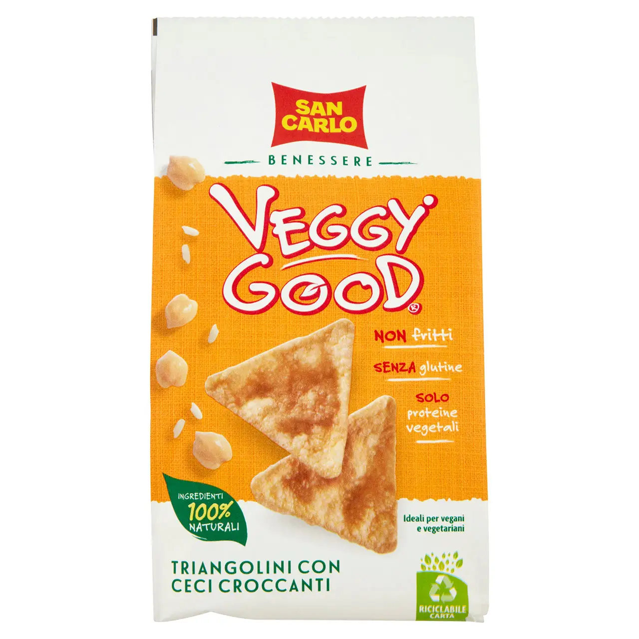 San Carlo Chips | San Carlo Wellbeing Veggy Good Triangolini With Crispy Chickpeas | San Carlo Crisps | San Carlo Snacks | 2,2 Ounce Total