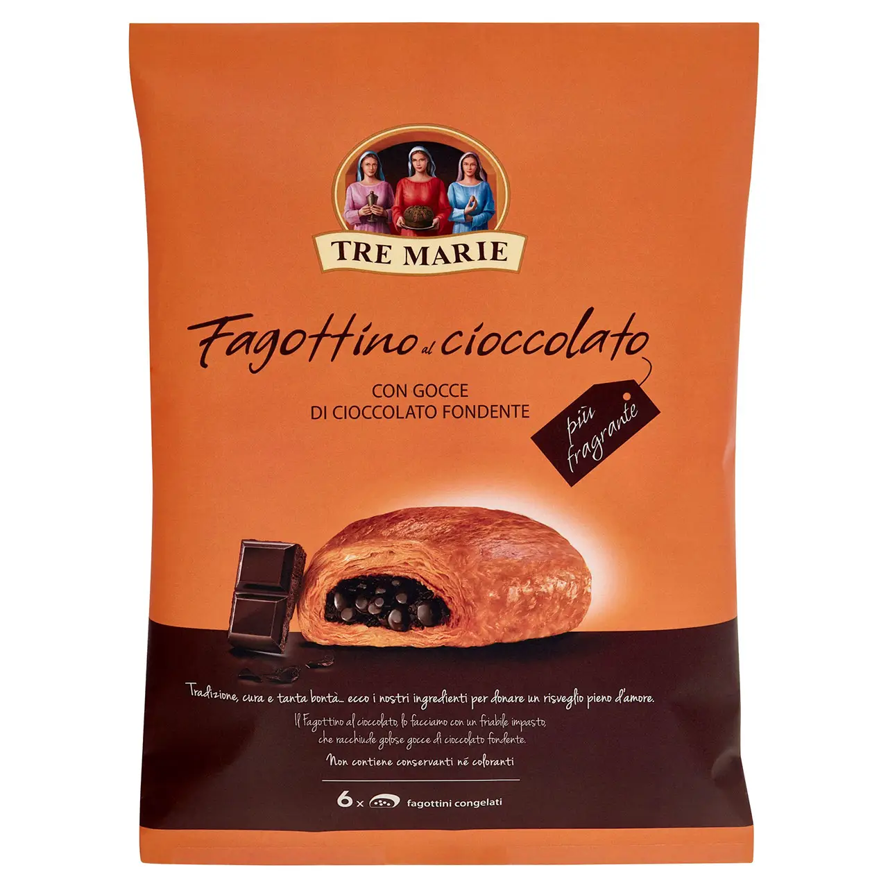 Tre Marie Panettone | Chocolate Fagottino With Dark Chocolate Drops 6 X | Tre Marie Cookies | Tre Marie Biscuits | 13,7 Ounce Total - Image 2