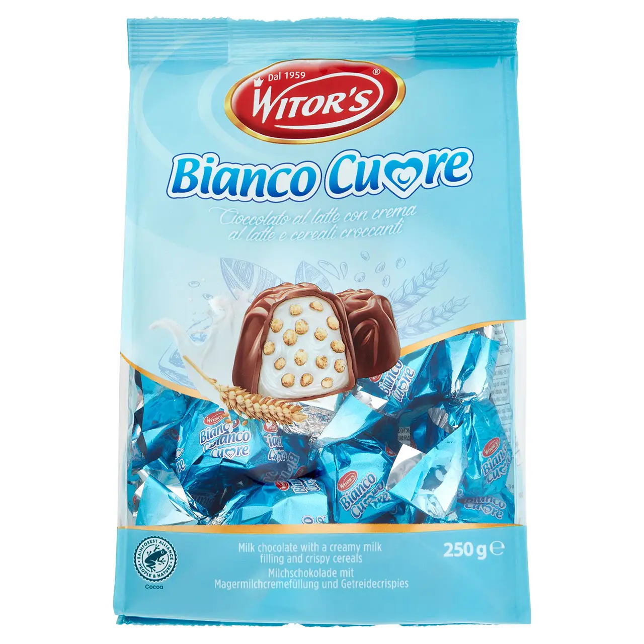 Witors Chocolate | Witor'S White Heart Milk Chocolate With Milk Cream & Crunchy Cereal | Witor'S | Italian Chocolate From Italy | 8,8 Ounce Total
