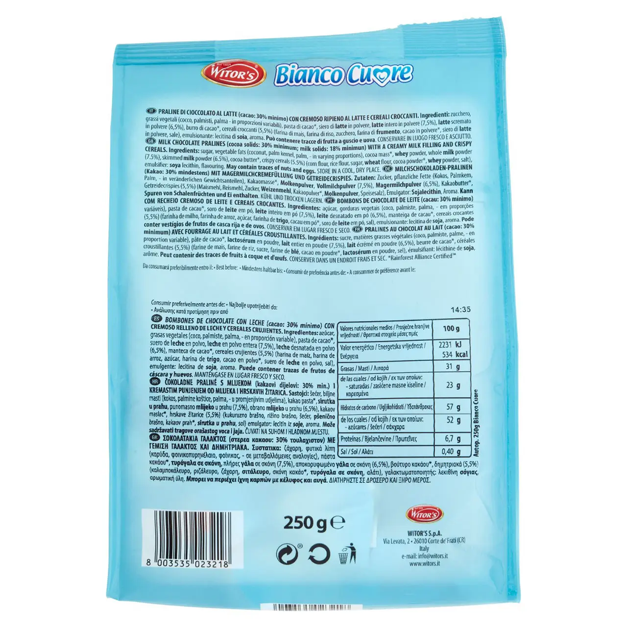 Witors Chocolate | Witor'S White Heart Milk Chocolate With Milk Cream & Crunchy Cereal | Witor'S | Italian Chocolate From Italy | 8,8 Ounce Total - Image 6