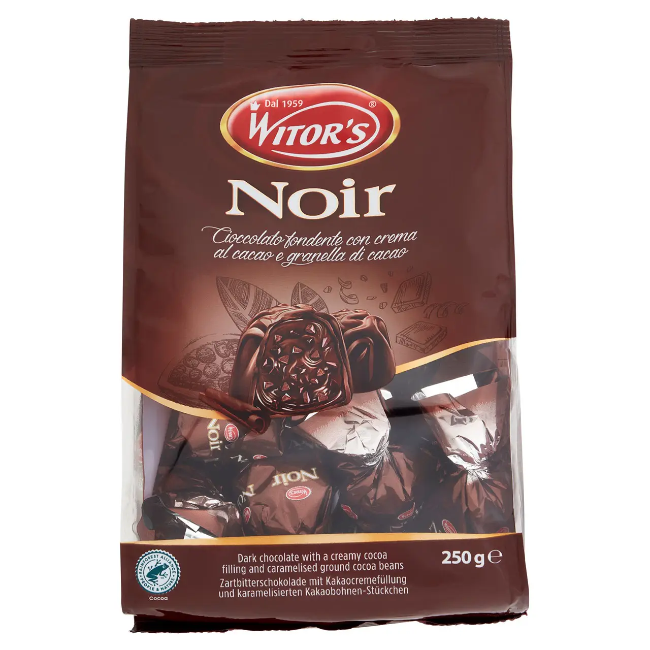 Witors Chocolate | Witor'S Noir Dark Chocolate With Cocoa Cream & Cocoa Nibs | Witor'S | Italian Chocolate From Italy | 8,8 Ounce Total