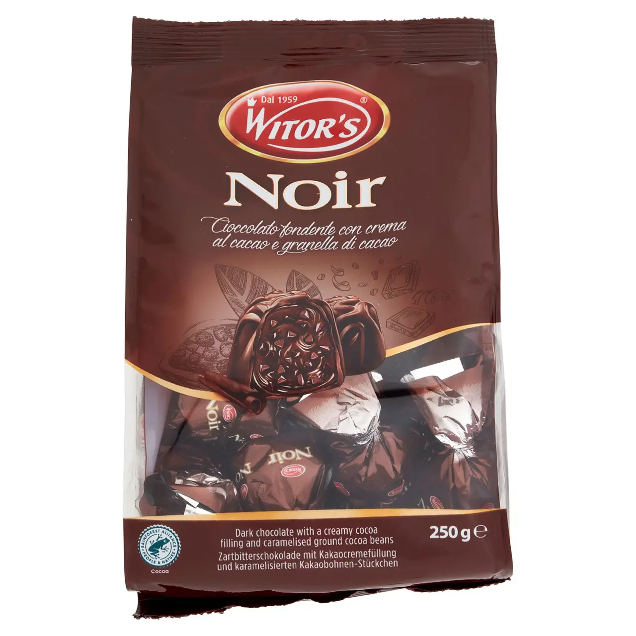 Witors Chocolate | Witor'S Noir Dark Chocolate With Cocoa Cream & Cocoa Nibs | Witor'S | Italian Chocolate From Italy | 8,8 Ounce Total - Image 3