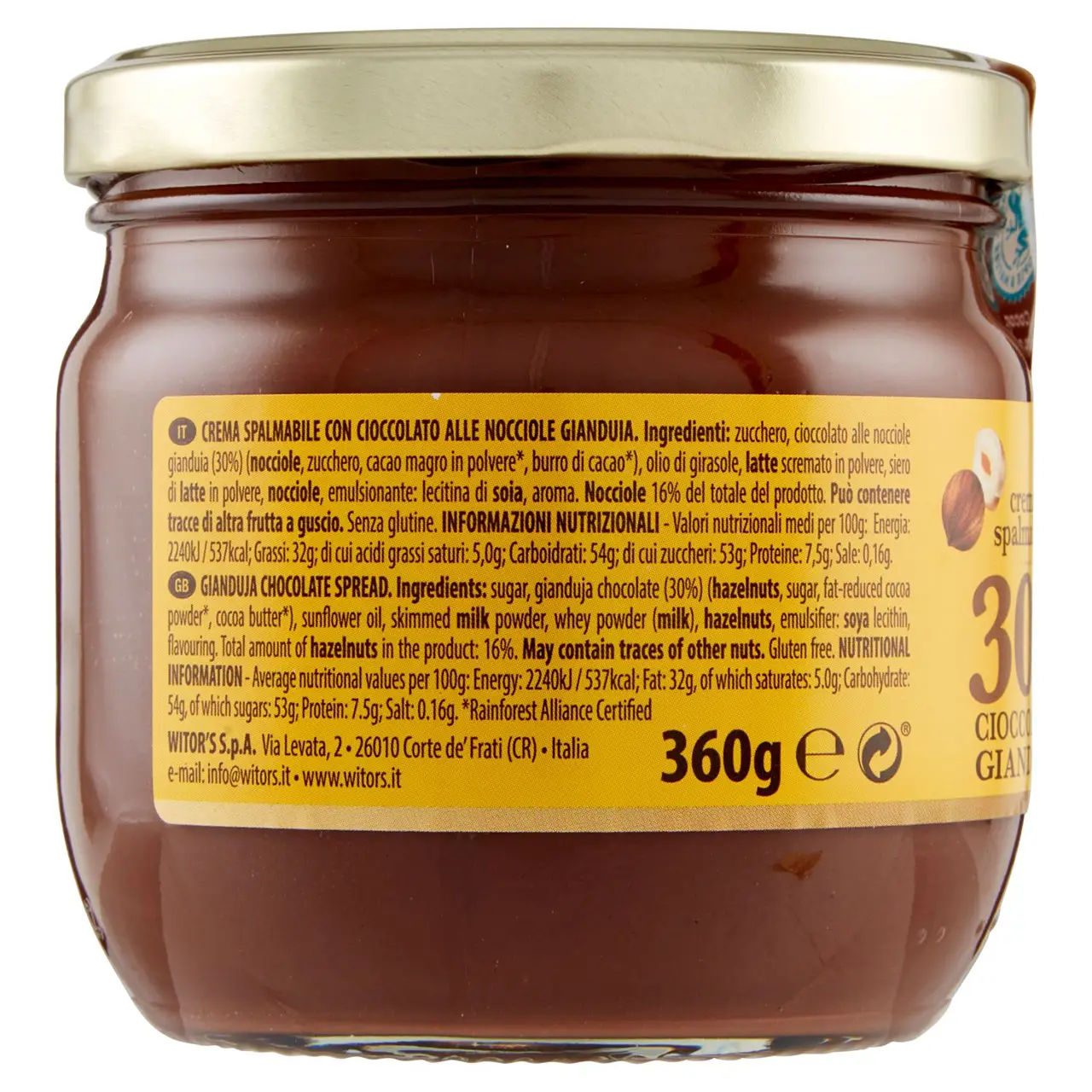 Witors Chocolate | Witor'S Spreadable Cream 30% Gianduia Chocolate | Witor'S | Italian Chocolate From Italy | 12,6 Ounce Total - Image 6