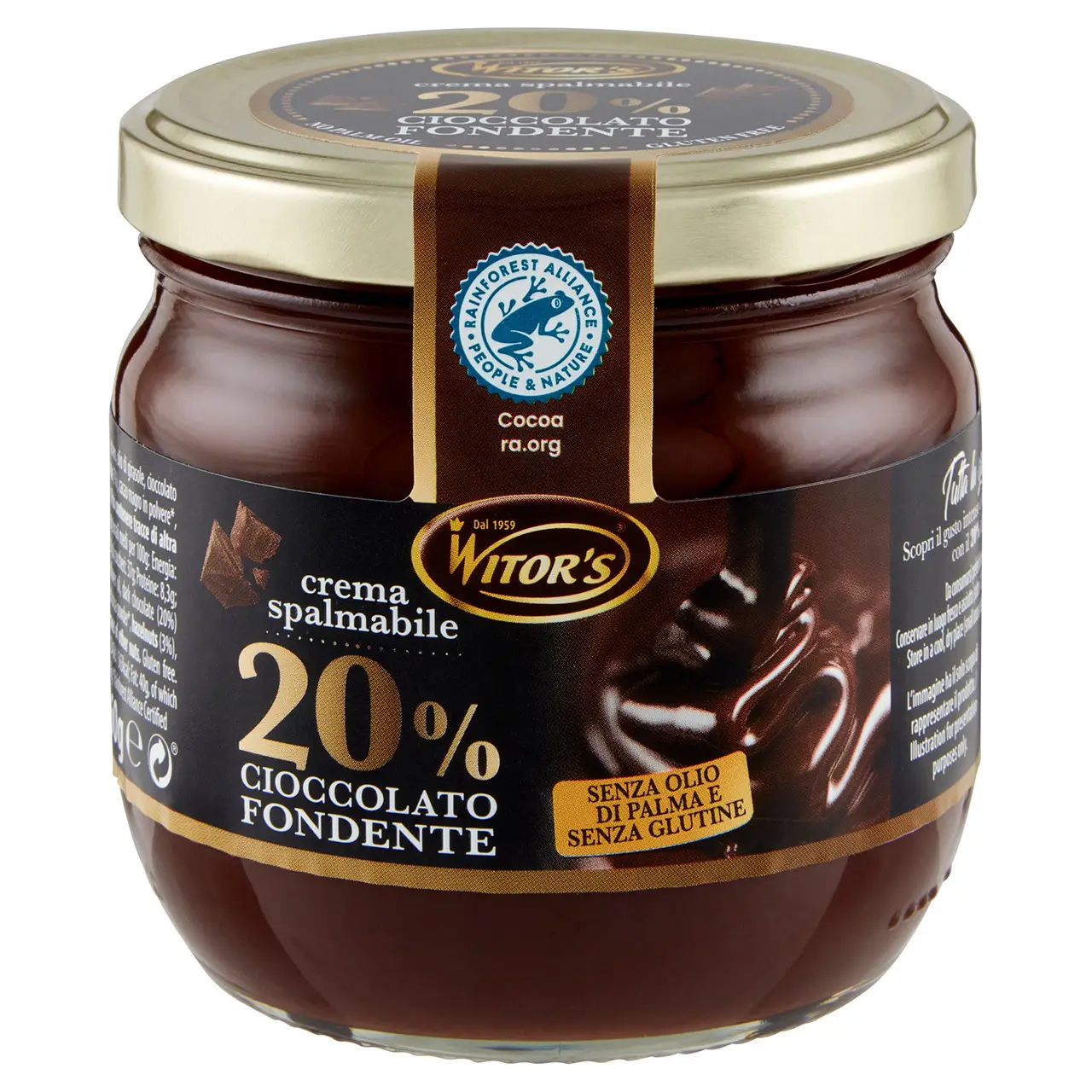 Witors Chocolate | Witor'S Spreadable Cream 20% Dark Chocolate | Witor'S | Italian Chocolate From Italy | 12,6 Ounce Total - Image 2