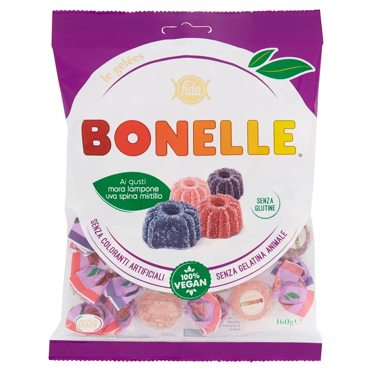 Bonelle Candy | Bonelle Le Gelées In Blackberry Raspberry Gooseberry Blueberry Flavors | Bonelle Italian Jelly Candy | Bonelle Gelee | 5,6 Ounce Total