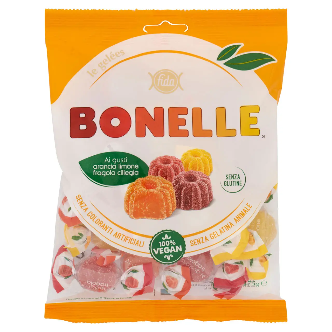 Bonelle Candy | Bonelle Le Gelées Flavors Orange Lemon Strawberry Cherry | Bonelle Italian Jelly Candy | Bonelle Gelee | 6,1 Ounce Total
