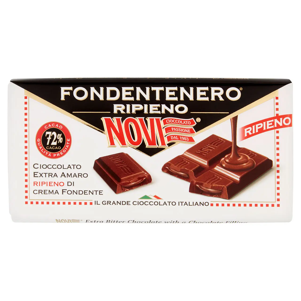 Novi Chocolate | Novi Fondentenero Filling | Novi Italian Chocolate | Novi Cioccolata | 3,7 Ounce Total