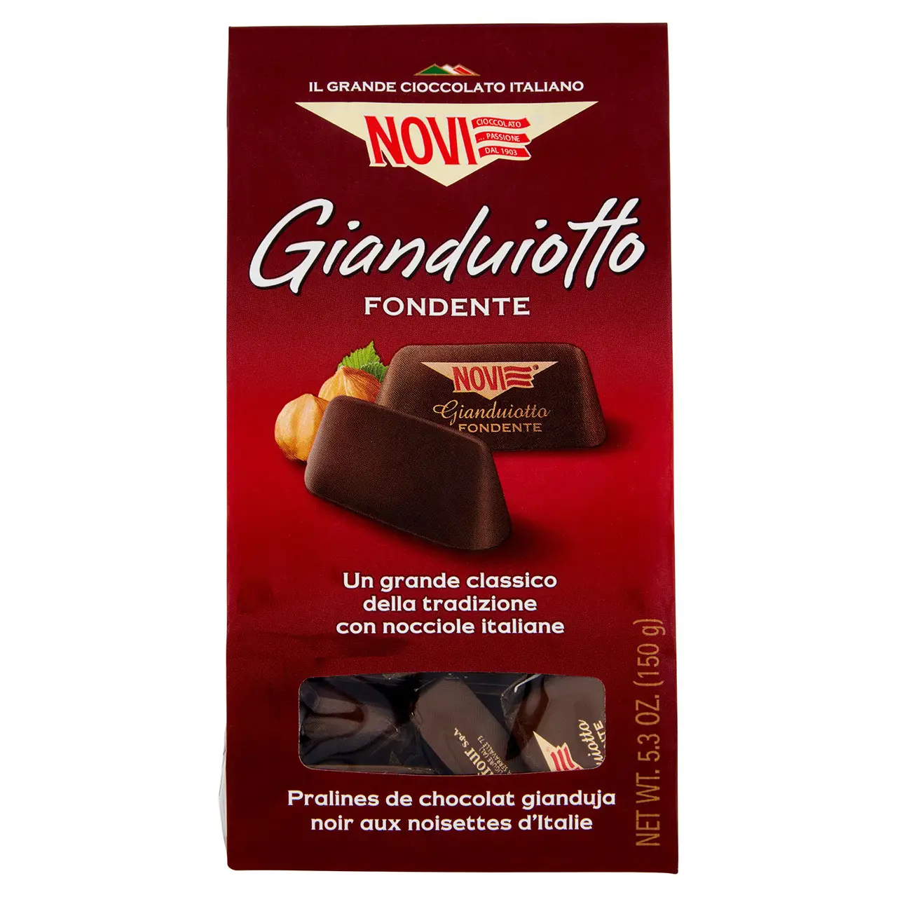 Novi Chocolate | Novi Gianduiotto Fondente | Novi Italian Chocolate | Novi Cioccolata | 5,2 Ounce Total