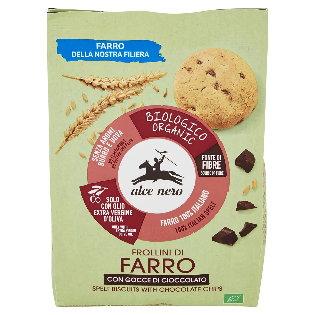 Alce Nero Cookies | Frollini Di Farro Con Gocce Di Cioccolato | Alce Nero Biscuits | Alce Nero Snacks | 10,5 Ounce Total - Image 2